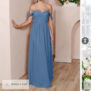 Revelry Kennedy chiffon convertible dusty blue bridesmaid dress size 4